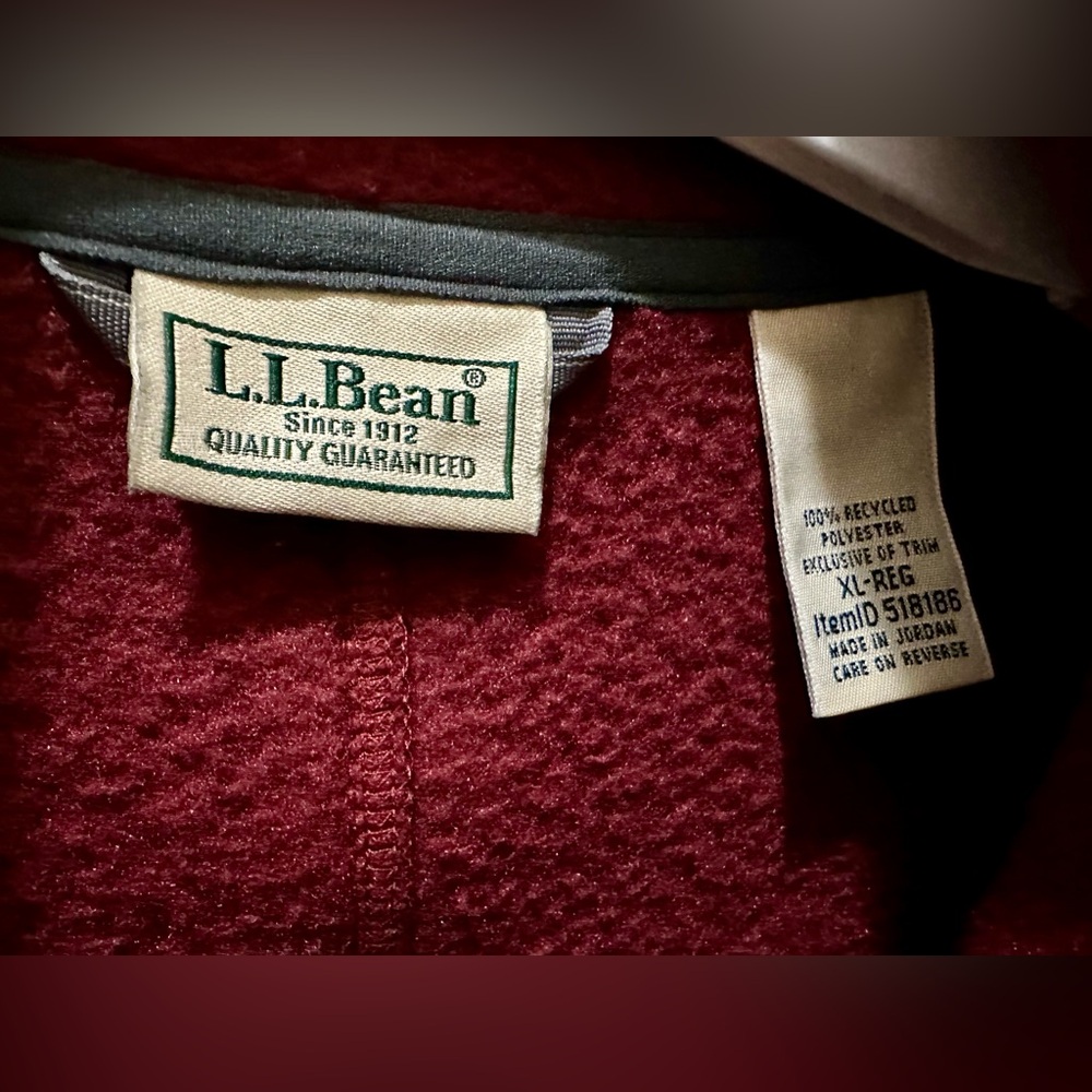 LL BEAN Maroon fleece full zip jacket size XL - Picture 7 of 11